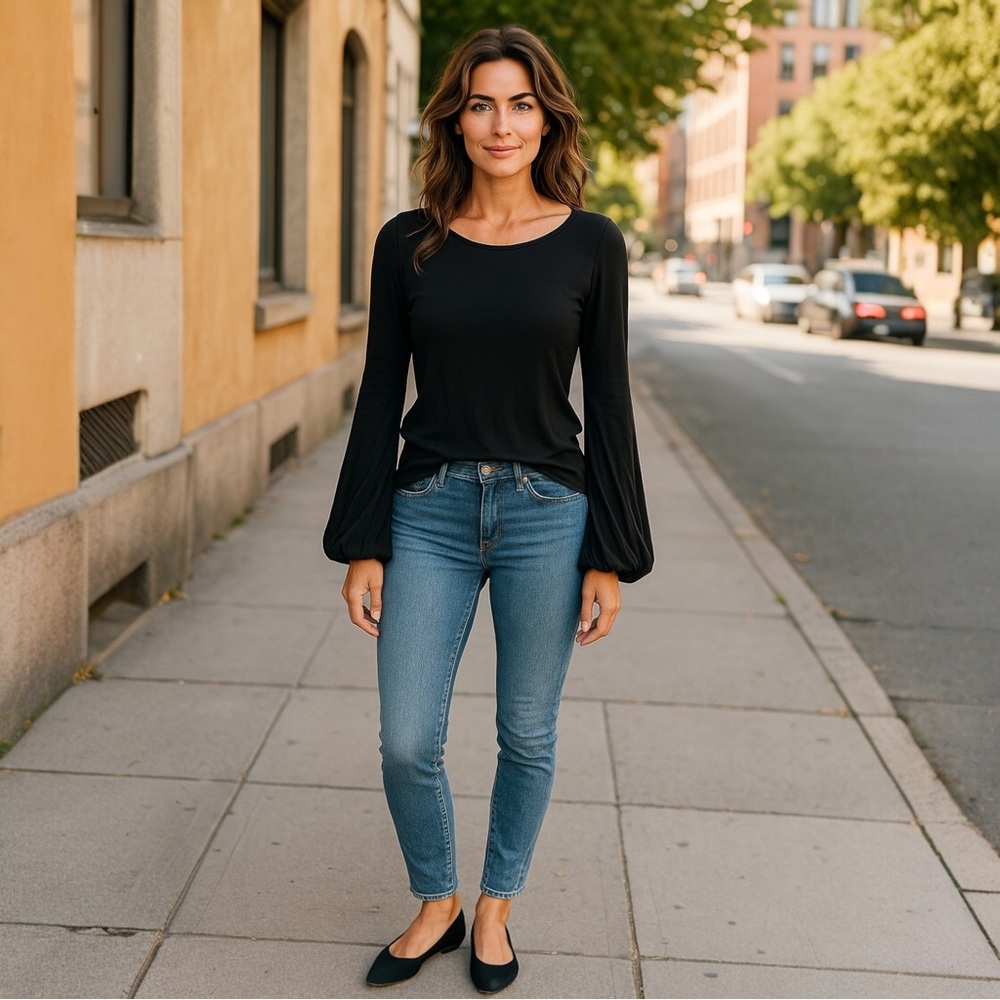 FREE PEOPLE Black Long Sleeve Top medium
